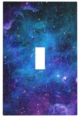 Blue/Black Outer Galaxy Sky Night Starry 1 Gang Toggle Light Switches and Outlet Covers Plate Jumbo Size, Universe Space Rocket Kids Boys Room Decorative Single Toggle Switch Face Socket Wall Plate