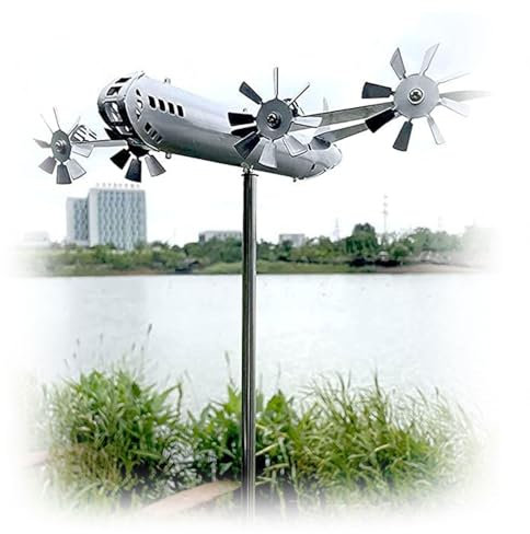BesBet Einzigartige FlugzeugwindmüHle, Magische Windspiele Fuer Draussen, Gartendeko Windspiel Metall, Handgemachte WindmüHle, füR Die AußEndekoration des Hausgartenhofs