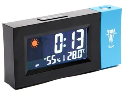 MZZYG Projection Clock LED Digital Clock Projection Ceiling Wall With Weather Station Quiet Dual Clock Temperature Time Display Projector Alarm Clock