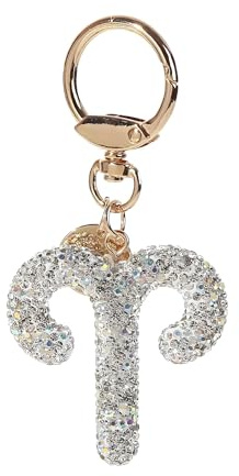 ZVRSUA Silber Strasssteine Glitzer Schlüsselanhänger Sternzeichen Schlüsselanhänger Damen Schlüsselanhänger Auto Taschenanhänger Damen Personalisiert Geschenke für Frauen