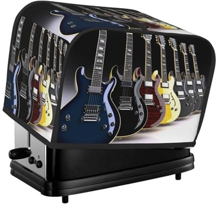 Abdeckung für elektrische Gitarre, 2 Scheiben, für kleine Geräte, mit Taschen, Toaster-Staubschutz mit Griff oben, waschbar, Universal-Brotbackmaschinen-Abdeckung für Küche