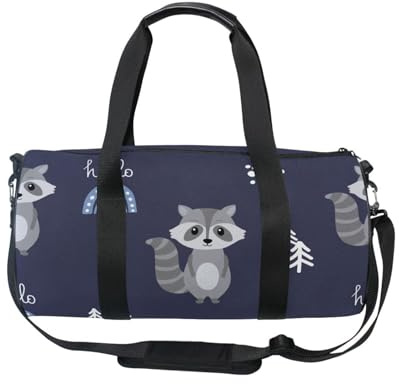 Mnsruu Bolsa deportiva de gimnasio con correa para el hombro para mujeres y hombres, sin costuras, bonito raccorn con arco iris, bolsa de lona azul para viajes, entrenamiento, bolsa de entrenamiento