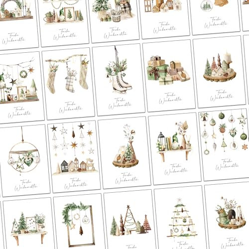 the lazy panda card company 64 Weihnachtspostkarten Set Weihnachtskarten Weihnachten Karten mit 32 unterschiedlichen Motiven