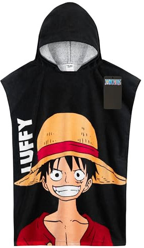 Get Trend One Piece Toallas de Baño Playa y Piscina con Capucha para Niños Adolescentes Toalla Poncho Toallas de Algodon (Negro One Piece, 9-14 Años)