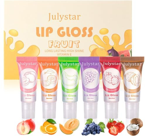 6 Stück Hydra Fruchtig lipgloss, Feuchtigkeitsspendender Glänzend Lippenöl, Hochglänzender Lip Gloss für Langanhaltend Glossy Pflegende Lippen mit Vitamin E, Geleeartiger Flüssiglippenstift