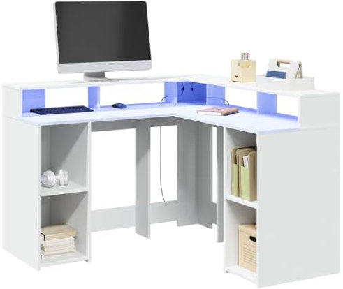 ShGaxin Schreibtisch Weiß 130x130x91 cm Holzwerkstoff, Gaming Tisch, Computertisch, Computer Desk, Office Table, Bürotisch, Arbeitstisch, Nähtisch, Pc Tisch - 3309447