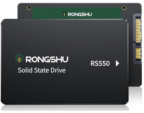 RONGSHU 256GB SATA SSD 2.5'' Interne SSD Festplatte, 2,5 Zoll SATA III 6 Gb/s, 550MB/s Lesen, 500MB/s Schreiben 3D NAND TLC Internes SSD, Upgrade Laptop PC und Desktops Speicher und Storage (RS550)