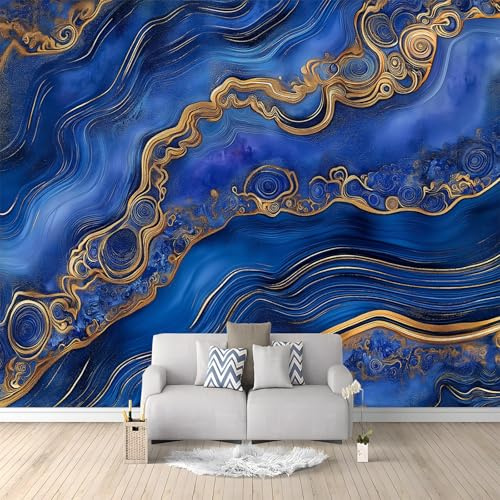 Fotomurales Ágata De Mármol Azul 200x140 cm Papel Tapiz Fotográfico no tejido 3D Moderna Fondo De Pantalla Mural Decoración De Pared Sala Cuarto Oficina Salón