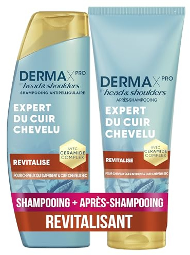DermaXPro by Head & Shoulders Revitalise Shampoing Antipelliculaire 250ml + Après-Shampoing Léger 220ml à la Caféine et Complexe de Céramides, Hydrate le Cuir Chevelu Sec et les Cheveux Fins