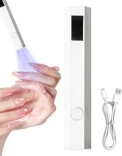 Lámpara UV de mano para uñas de gel Secador recargable, pantalla LED, 2 | Ligero Extensión rápida de uñas, decoración con pegamento para pedrería, en casa y de viaje