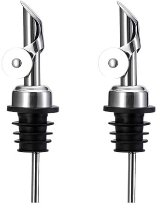 Prmape 2 vertedores para botellas de aceite, vertedor de botellas de acero inoxidable, con tapa, dosificador para botellas de aceite, vino, cócteles, aceite de oliva, zumo, jarabe, vinagre