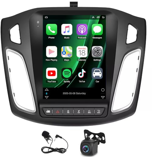 Slakerbe Android 13 Autoradio 2 Din mit Carplay Android Auto kompatibel mit Ford Focus MK3 2012-2018, 2G+32G 9.7 Zoll Auto Radio Stereo mit Bluetooth Navi WiFi FM RDS Rückfahrkamera Mic