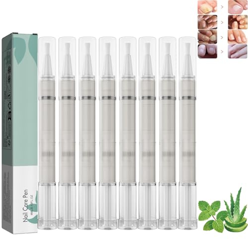 Mullend - Bálsamo de cuidado de uñas con aceite de árbol de té y vitamina C, suero natural para fortalecer las uñas, lápiz reparador de uñas para uñas dañadas, lápiz de aceite para cutículas (8