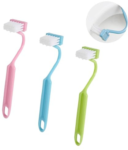 3 Pcs Curved Toilet Brush, Plastic Toilet Under Rim Cleaning Brush, for Cleaning the Corners of Commode and Squatting Basins (Green, Blue, Pink)