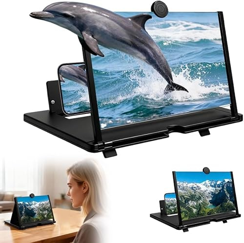 Screen Magnifier Version, 2026 New 3D HD Screen Magnifier for All Smartphones,Amplifier Desktop Magnifying for Seniors Reading,Gift for Mom Dad Family (Black, 10 inch)