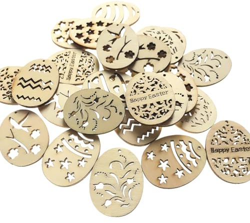 50 Stück holzeier zum bemalen,Ostereier Tischdeko Ostern Deko Eier DIY Dekoration,Holzkonfetti Zum Basteln für Handwerk Streudeko Weihnachtsdeko Scrapbooking Verzierungen