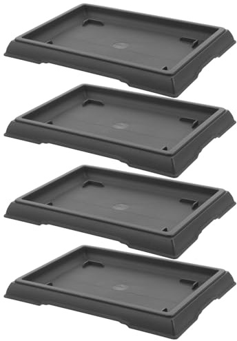 MAGICLULU Bandejas de Drenaje para Plantas de Interior 4 Piezas, Platillos Rectangulares de Plástico Resistente 19 Cm sin Agujeros, Bandejas para Macetas y Jardinería, Accesorios
