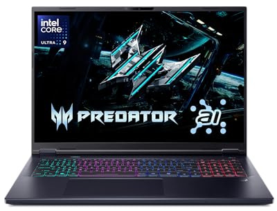 acer Predator Helios Neo 18 AI Gaming Laptop | Intel Core Ultra 9 Processor 275HX | NVIDIA GeForce RTX 5070 Ti | 18 WQXGA 240Hz G-SYNC | 32GB DDR5 | 2TB Gen 4 SSD | Killer Wi-Fi 6E | PHN18-72-9474