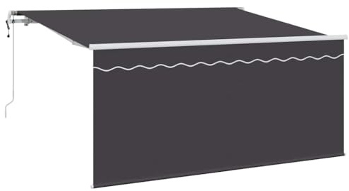 Yisssmeng Gelenkarmmarkise 300 x 200 cm, ausfahrbare Markise mit Fernbedienung und Kurbel, Sonnenschutz für Terrasse und Balkon, Aluminiumgestell, Anthrazit