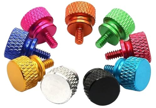 Tornillos de cabeza plana moleteada Tornillos de mariposa con cabeza moleteada plana, 50 unidades, multicolor, 6,5 mm(Black)