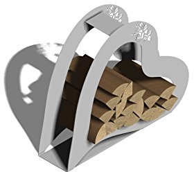 Holzsammler /-korb (Herz) Kaminholzregal Feuerholzständer aus Edelstahl - hochwertige Gartendeko aus Metall - Rost Deko für Garten, Balkon & Terasse - Metall Deko zum Aufstellen - Made in Germany