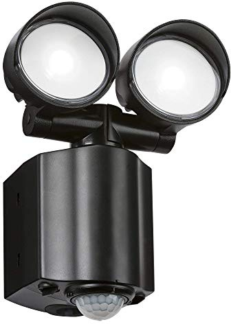 Knightsbridge 230V IP44 2x8W LED Twin Spot Black Security Light with PIR