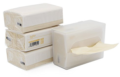 DrDirt Tissues, 3-Ply Facial Tissues – 110 Count, Bamboo Tissues 4 Bags with Wall-Mounted Tissue Box – Eco-Friendly, Perfect for Bathroom & Kitchen