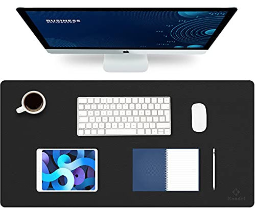 K KNODEL Tappetino Scrivania, Sottomano Scrivania, 80cm x 40cm in Similpelle PVC, Tappetino per Laptop, Copri Scrivania, Doppia Facciata (Nero)