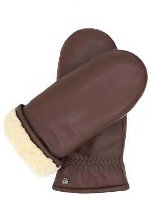 Hand Gewand by Weikert Fäustlinge aus reinem Merino Lammfell und robustem Lammnappa Leder, Touchscreen, Damen, Lammfellfäustlinge, Lammfell Handschuhe, warme Lederhandschuhe