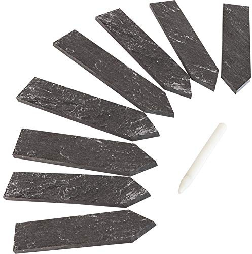 Windhager Stecketiketten aus Schiefer mit Kreide, Pflanzenetiketten, Pflanzenstecker, Pflanzenschilder, langlebig, 8 Stück, 2,5 x 12 cm