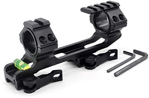 TRIROCK Tactical Cantilever Scope Mount with Picatinny Tops and Bubble Level in 1-Piece 2-Inch Offset QR/QD for Weaver/Picatinny Rails scope ring mount 30mm & 25.4mm (1 inch)