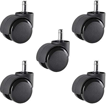 DGQ 2 Inch Office Chair Caster Wheels Set of 5 Standard Stem Size Floor Protecting Rubber Smooth Rolling Computer Gaming Universal Fit