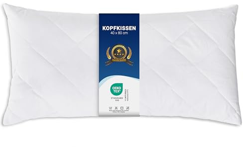 ZOLLNER 2er Set Kopfkissen - 40x80 cm - mit Reißverschluss – Individuell anpassbare Füllung aus Synthetikfasern - bis 95°C waschbar - Bezug aus Baumwollmischung - Hotelqualität