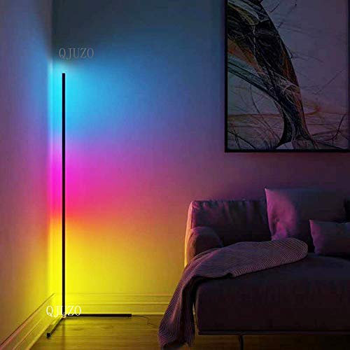 QJUZO Moderna LED Lámpara de Pie RGB Regulable con Control Remoto Lámpara de Suelo Luz Blanca y Color 20W para Salón, Dormitorio y Oficina Decoración 140cm