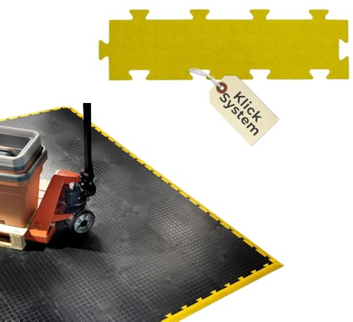 10x Schmale gelbe Klickfliesen Bodenplatte Kunststoff Garage Garagenboden Klickfliesen Werkstattboden PVC Fliesen Garage Industrieboden Platten Gewerbeboden Fliesen