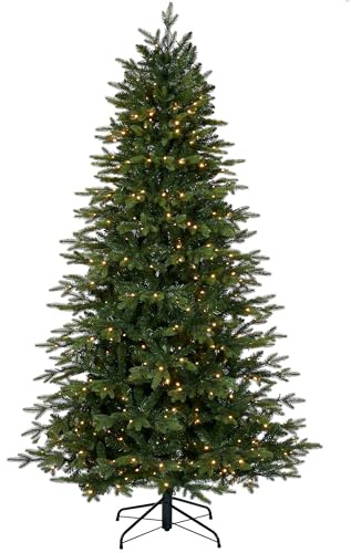 WeRChristmas 7ft Pre-Lit Himalayan Fir Christmas Tree | 2022 Mixed PE & PVC Tips, 530 Warm White LEDs, 8 Light Modes, Hinged Branches, Metal Stand, 2.1m Tree