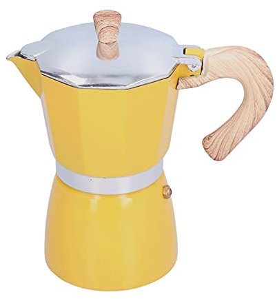 HERCHR Olla Moka de 6 tazas, cafetera espresso para estufa, cafetera espresso italiana clásica para estufa de gas, horno electrotérmico(Amarillo)