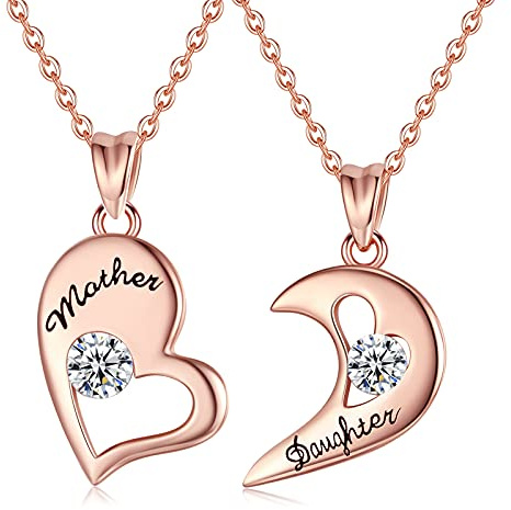 EUDORA Harmony Ball Herz Mutter Tochter Kette für Damen 925 Sterling Silber, Mama Halskette Mutter Anhänger Schmuck Mit Rosen Muttertag Geschenk für Frauen Mutter Mama Großmutter Ehefrau Tochter