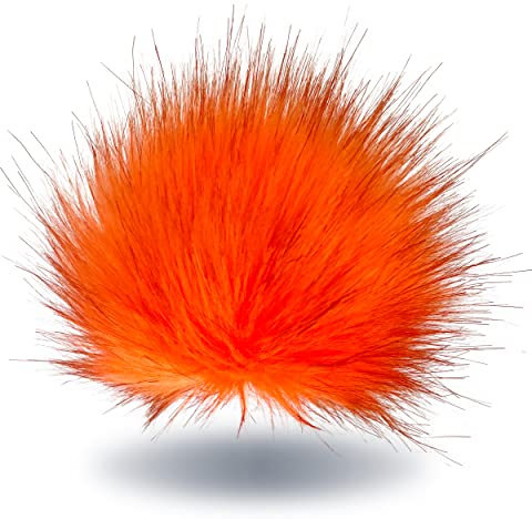 Wohnkult 15-17cm Kunstfell Bommel Pelzbommel Fellbommel Pompon mit Faden für Mützen Anhänger | 16 Farben (Neonorange)