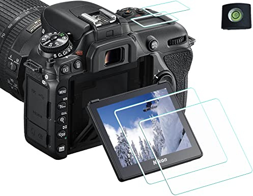 HUIPUXIANG Displayschutz Displayschutzfolie für Nikon D7500 Kamera mit Blitzschuh-Abdeckung, 0,3 mm High-Definition, 9H Härte, optisches LCD, Premium-Glas-Schutzabdeckung [2+2 Stück] | High Definition 9H Härte optische LCD Premium Glas Schutzhülle