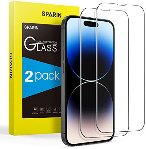 SPARIN 2 Stück Schutzfolie für iPhone 14 Pro Max/ 14 Plus und iPhone 13 Pro Max 6.7 Zoll (Nicht für 6.1 Zoll), 9h Härte Schutzfolie für iPhone 14 Plus, HD,Anti-Kratzen