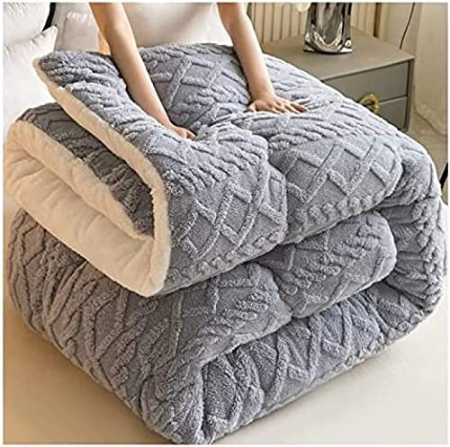 Pealihuy Winterbettdecke, Flanell-Mikrofaserdecke, Flauschige Kaschmir-Steppdecken, Dicke Warme Winterdecke, Weiche Warme Bettdecke, Dicke Lamm-Kaschmirdecke,Grau,180 × 220 cm (4,5 Kg)