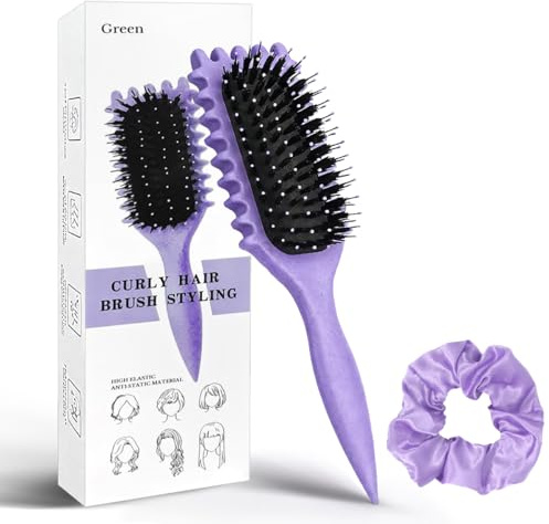 O-Kinee Curl Defining Brush,Cepillo Pelo Rizado,Cepillo Rizos con Coletero,1 Stück Haus Dekoration Dar Forma y Definir Rizos Para Mujeres