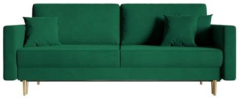 Selsey Valico- Schlafsofa für 3 Personen mit Schlaffunktion, 230 cm, Grün Velvet