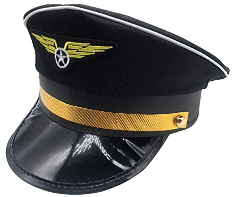 NUOBESTY Verstellbarer Kapitänshut Für Kinder Und Erwachsene Pilot Kostümhut Für Halloween Party Und Cosplay Weicher Komfortabler Hut 9.8 X 7.1 X 5.1 Zoll