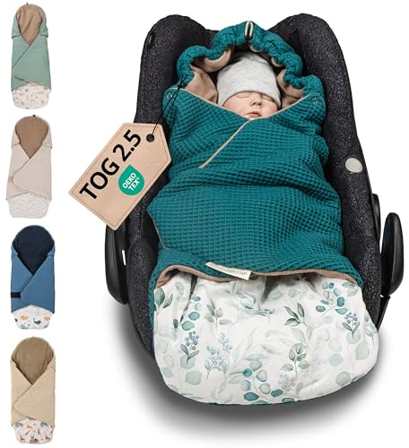 ULLENBOOM Einschlagdecke für die Babyschale - Ideal für Herbst & Winter | TOG 2.5, Oberstoff: 100% Baumwolle, gefüttert, OEKO-TEX zertifiziert, Einfaches öffnen & schließen, Made in EU, Waschbar
