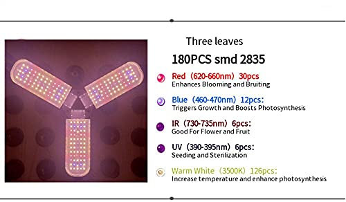 Lampada a LED per la crescita delle piante, pieghevole, luci a spettro completo, pianta fito, tenda fai da te, idroponica, bonsai, giardino (colore emittente: 2 lame) (3 lame)