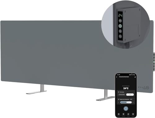 AENO LED Smart Panel Radiador Infrarrojos con WiFi 700W Ahorro de Energía y Respetuoso con el Medio Ambiente Montado en Pared o de Pie Calefactor Infrarrojos Ganador del Reddot 2023, Gris