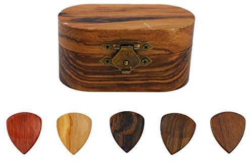 VGEBY Gitarren-Pick-Box, Gitarren-Pick-Box, Gitarren-Pick-Koffer, Holz, Leichter Gitarren-Pick-Aufbewahrungskoffer, Halter, Plektrum-Behälter, Gitarren-Pick-Box-Halter mit 5 Stück, VGEBYHT84ZDPGQ7