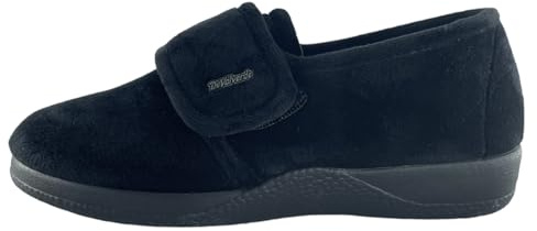 DeValverde Zapato Invierno para Mujer Pies Delicados - Anatómica Flexible y Ligera con Velcro - Terciopelo - Suela Antideslizante - Plantilla Acolchada - 35-42EU (Negro, 40)